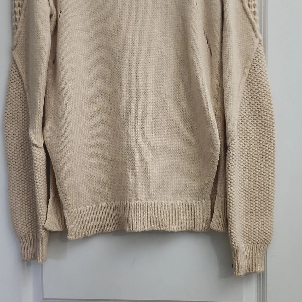 Sam Edelman Womens Sweater Long Sleeve Cream Wool Blend Side Slits. SZ Medium - Picture 5 of 13